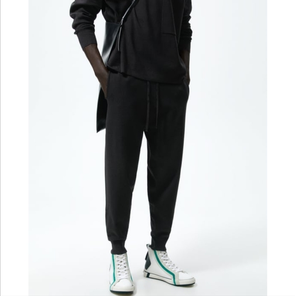 Zara Knit Jogger Black Pants Size L - Picture 2 of 2